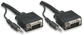 10' SVGA with Audio Cable HD15 VGA and Stereo 3.5 mm Plug Male to Male
