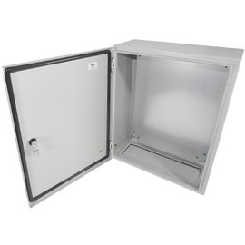 Outdoor Enclosure 20x16x8 NEMA 4X Steel Weatherproof Enclosure with Steel Equipment Mounting Plate Outdoor Enclosure 20x16x8 NEMA 4X Steel Weatherproof Enclosure with Steel Equipment Mounting Plate