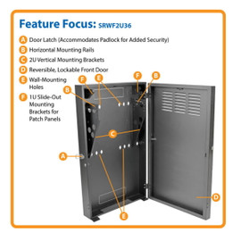 Tripp Lite SRWF6U36 6U Wallmount Low Profile Vertical Rack Enclosure 36" Deep