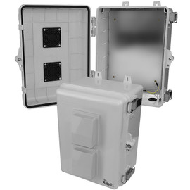 12x9x7 NEMA 3R IP66 PC+ABS Weatherproof Vented Enclosure Mounting Back Plate Hinged Door