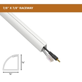 Quarter Round Raceway for 7/8" 7/8" x 6.56'  Perfect for Baseboard Installations
