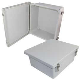 14x12x6 NEMA 4X Fiberglass Weatherproof Enclosure with Quick Release Latches