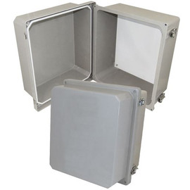 14x12x10 NEMA 4X Fiberglass Weatherproof RF Transparent WiFi Enclosure with No-Drill PVC Equipment Mounting Plate 