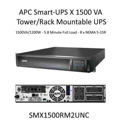 APC SMX1500RM2UCNC Smart-UPS X 1500 VA Tower/Rack Mountable UPS APC SMX1500RM2UCNC Smart-UPS X 1500 VA Tower/Rack Mountable UPS