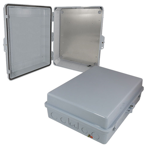 Enclosure 17x14x07 Polycarbonate ABS Weatherproof NEMA 4 Enclosure with Aluminum Back Plate