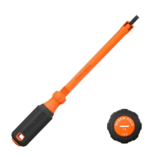 Klein Tools 32215INS 1/4-Inch Slotted Insulated Screw-Holding Screwdriver, 1000V