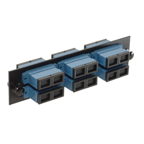 MSC-12-SM-C-BLK Adapter panel with 6 Duplex SC/UPC Adapters, Single Mode, Black
