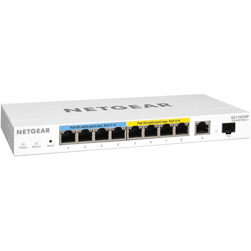 Netgear GS110TUP Cloud Manageable PoE++ Switch with Uninterrupted Ultra60 60W PoE++ Power Netgear GS110TUP Cloud Manageable PoE++ Switch with Uninterrupted Ultra60 60W PoE++ Power