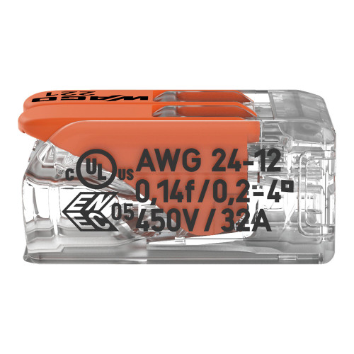 WAGO 221 Lever-Nuts Compact Splicing Wire Connector, 221-412, 221