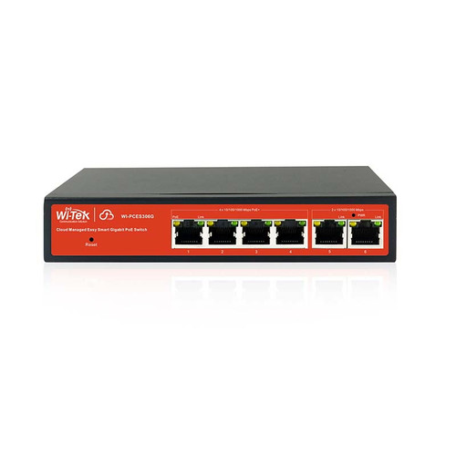 6 Ports Cloud Managed Smart GPOE+ Switch 4PoE+ 2 RJ45 Uplinks