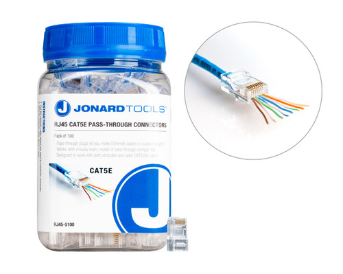 Jonard RJ45-5100 CAT5e RJ45 Pass-Through Connectors (Pack of 100)
