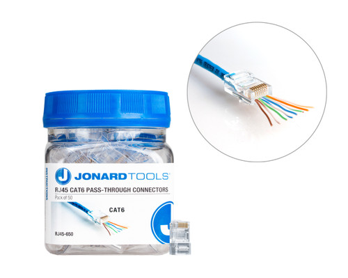 Jonard RJ45-650 CAT6 RJ45 Pass-Through Connectors (Pack of 50)