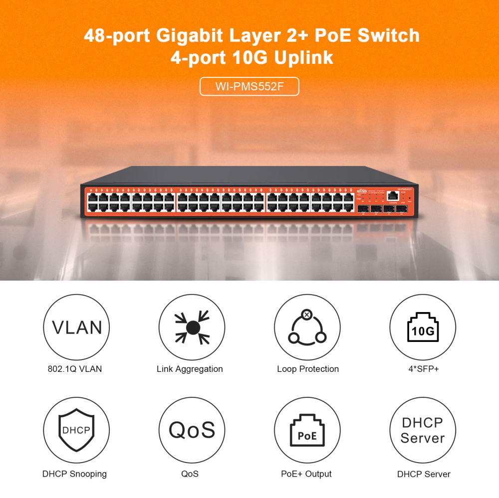 48-Port L2 Managed Gigabit PoE++ Switch with 4 10G SFP slots