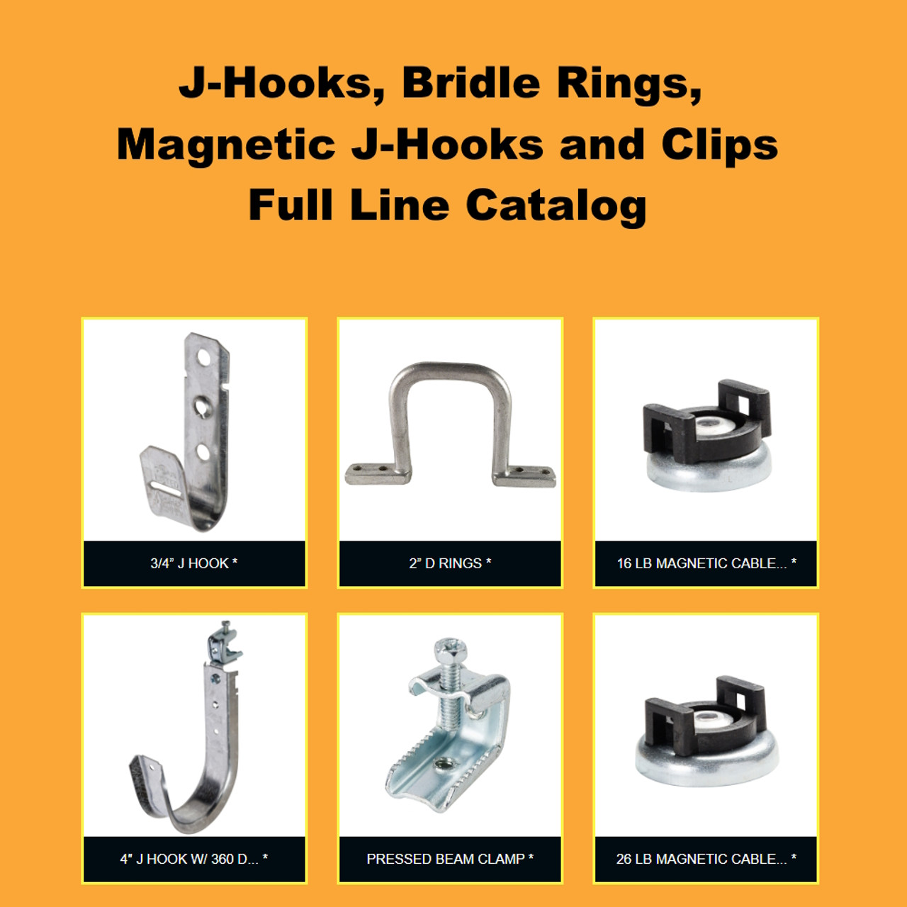 Cable & Wire Support Heavy Duty 2 Inch Diameter - ¼?-20 Machine Threaded  Bridle Rings, Cable Ring Hangers for Low Voltage Cable Management