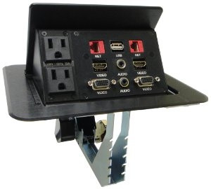 Conference Table Spring Loaded Pop Up 2 HDMI 2VGA 2 PWR USB Audio