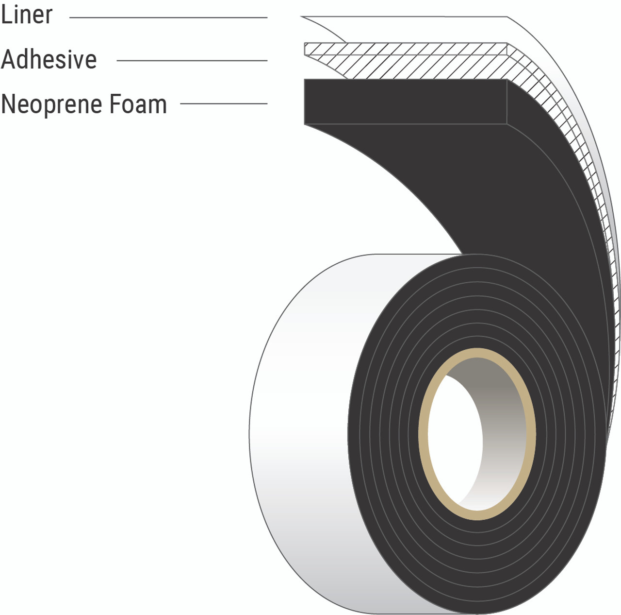 1/8 Thick Cork Rubber Tape, 1 Width x 50' Length, Acrylic Adhesive