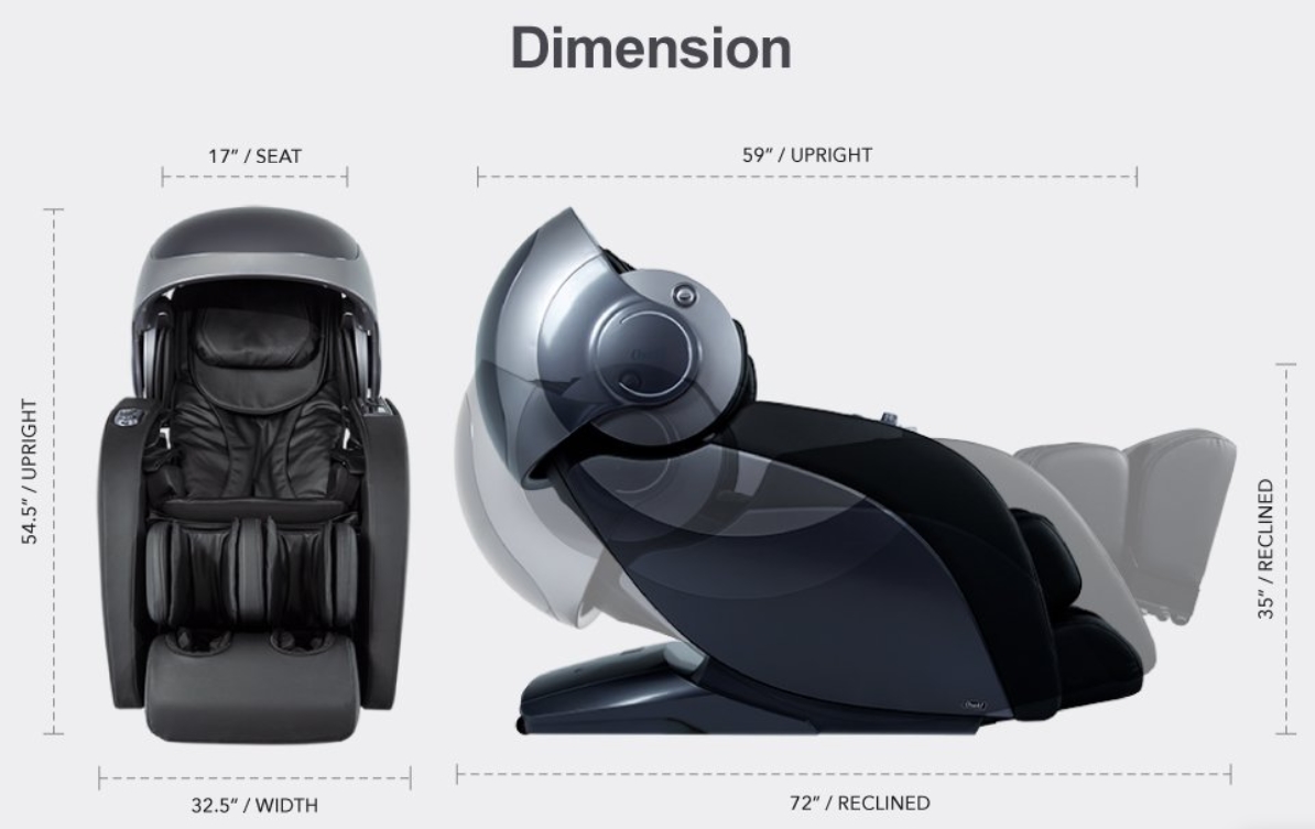 OSAKI OS-4D ESCAPE Massage Chair, Dimensions