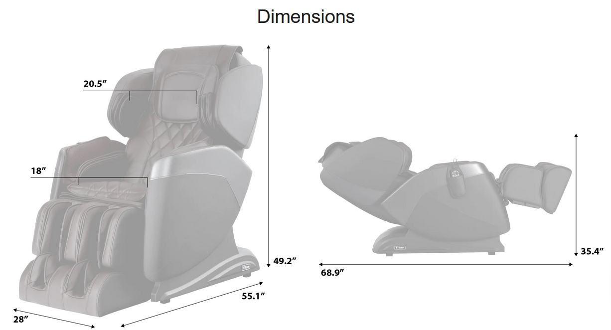 TITAN OPTIMUS 3D Massage Chair, Dimensions