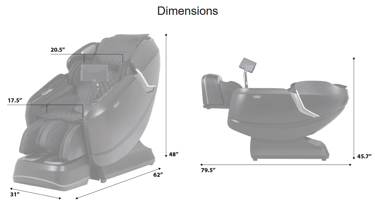 Titan Pro Vigor 4D Full Body Massage Chair, Dimensions