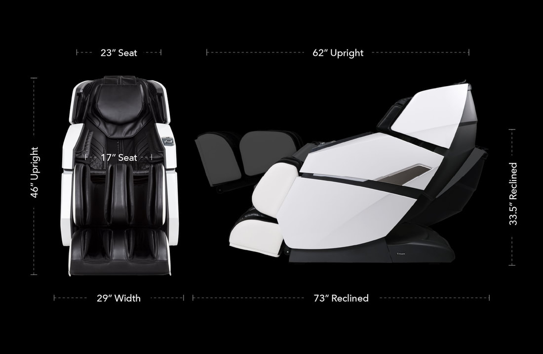 Titan Summit Flex Massage Chair, Upright & Reclined Dimensions