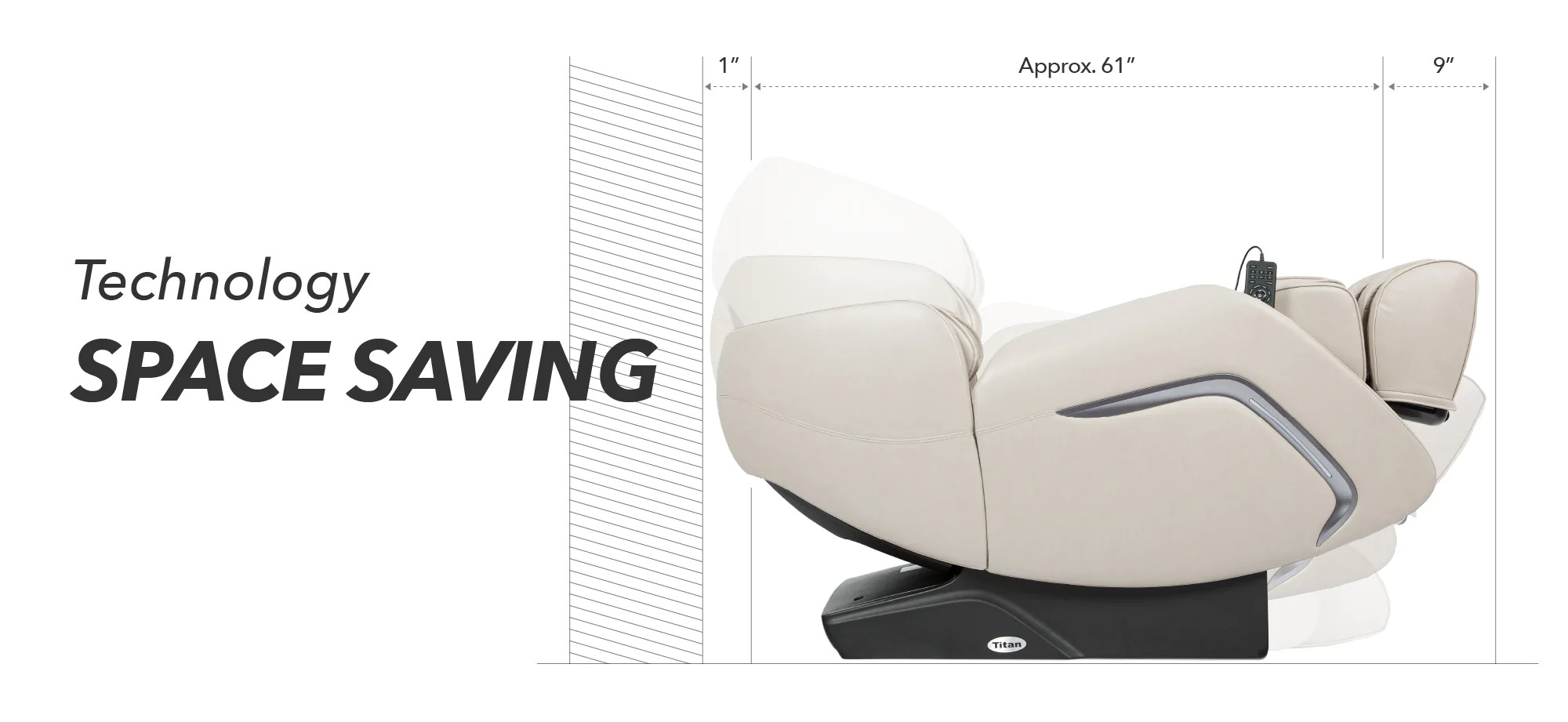 Titan TP-Cosmo Massage Chair, Space Saving Technology