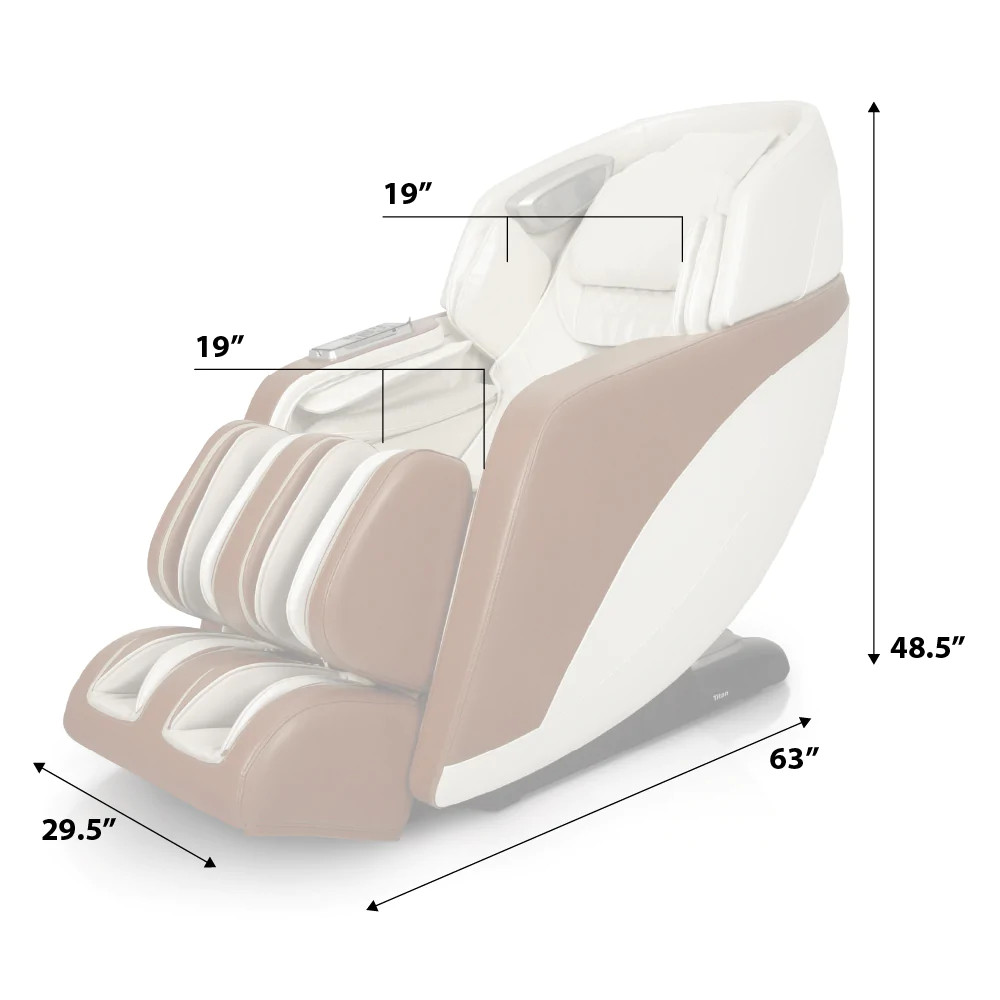 Titan Atlas LE Massage Chair, Upright & Reclined Dimensions