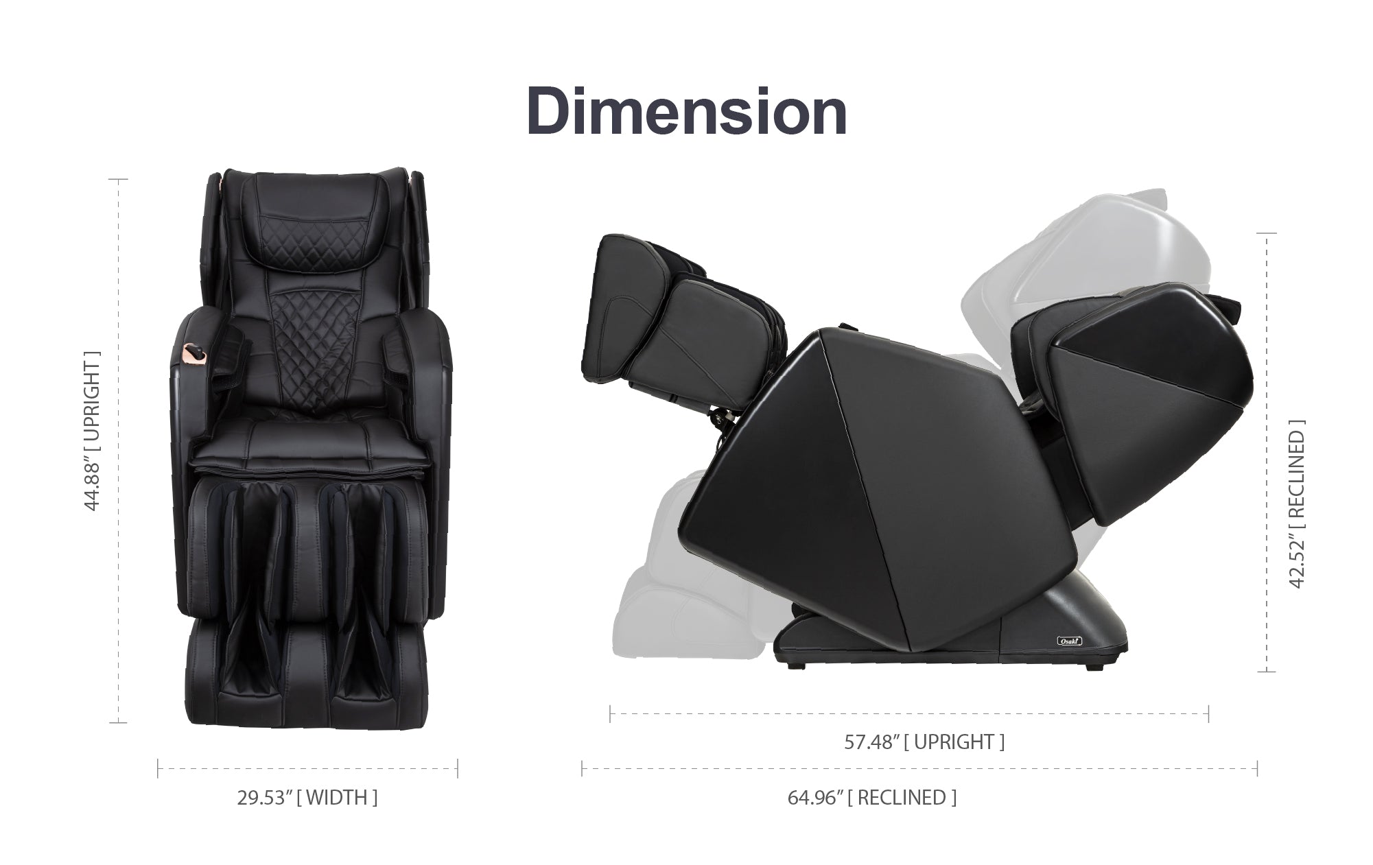 Osaki OS-Pro Soho II Full Body Massage Chair, Dimensions