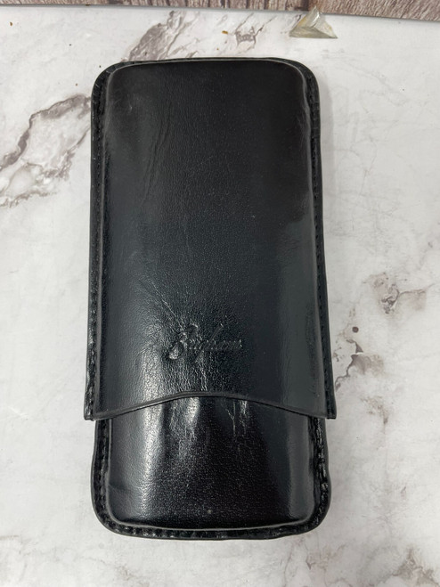 Brigham 3 Cigar Case Black Leather