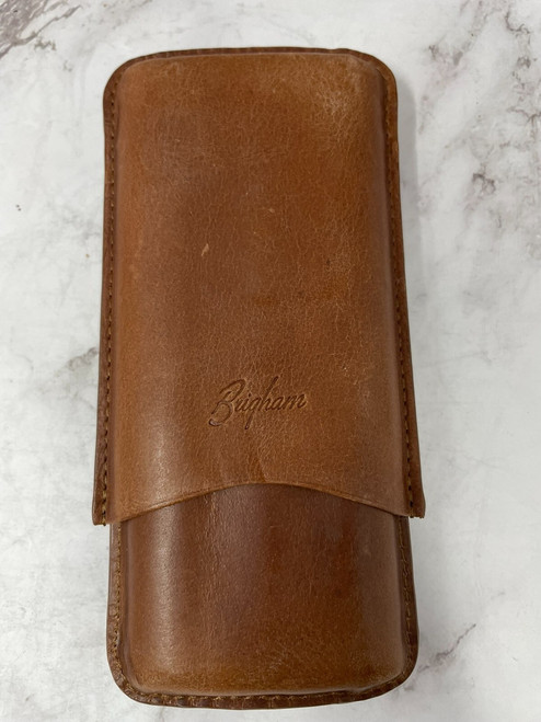  Brigham 3 Cigar Case Brown Leather 