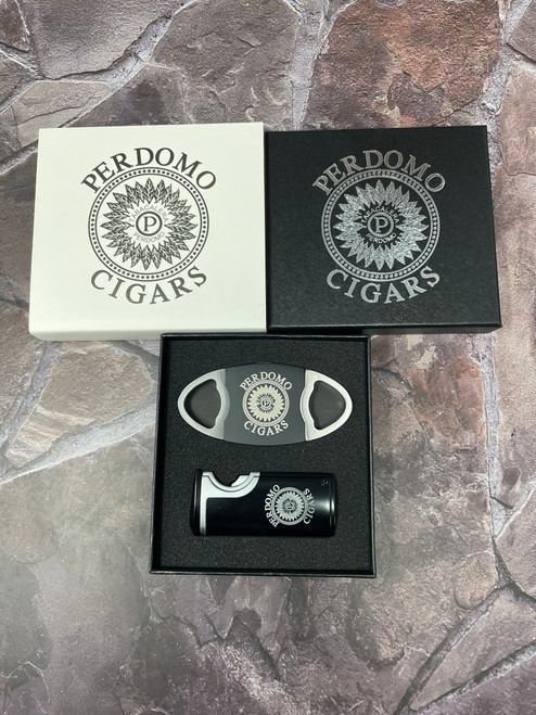 Perdomo USB Lighter + Cutter Set - Black Matte