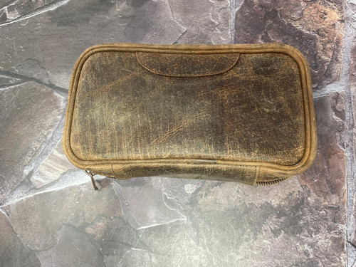 Brigham 2 Pipe Case with Tobacco Pouch  - Brown