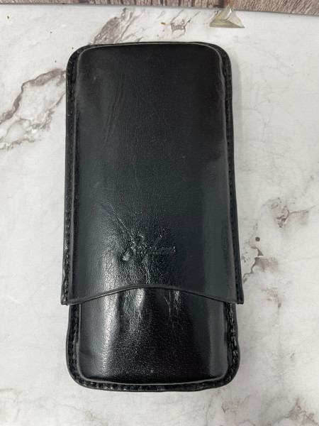  Brigham 3 Cigar Case Black Leather 