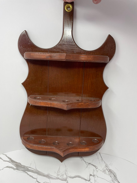 Vintage 3 Tier Wooden 17 Pipe Rack Wall Mount Pipe Stands Pipe Palace Pipes and Turnings