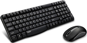 RAPOO X1800S 2.4GHz Wireless Optical Keyboard Mouse Combo Black - 1000DPI Nano Receiver 12m Battery (Black) RAPOO X1800S 2.4GHz Wireless Optical Keyboard Mouse Combo Black - 1000DPI Nano Receiver 12m Battery (Black)