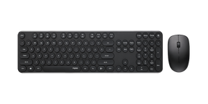 RAPOO Wireless Optical Mouse & Keyboard Black -2.4G Connection, 10M Range, Spill-Resistant, Retro Style Round Key, 1000DPI  Black