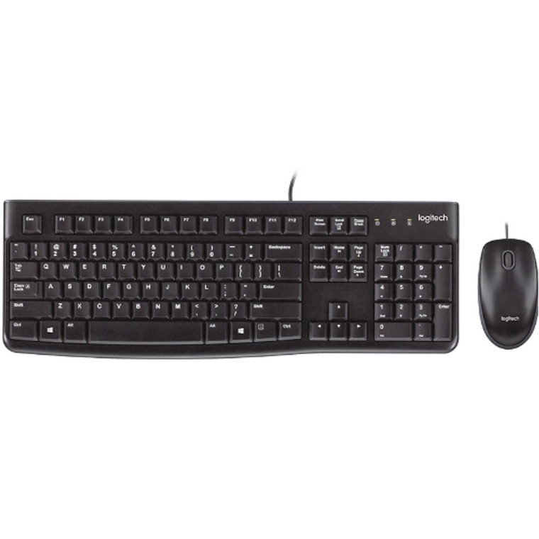 Logitech MK120 Keyboard & Mouse Combo Quiet typing and Spill resistant High-definitiion optpical tracking Thin profile 3yr wty