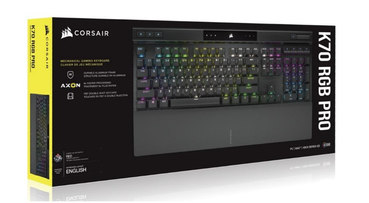 CORSAIR K70 RGB PRO OPX Optical-Mechanical Gaming Keyboard, Backlit RGB LED, CORSAIR OPX, Black, Black PBT Keycaps.