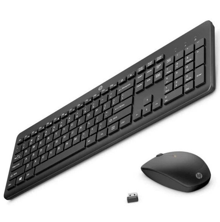 HP 235 USB Wireless Keyboard & Mouse Combo Reduced-sized & Low-Profile Quiet Keys Easy Cleaning Plug & Play for Notebook Desktop PC