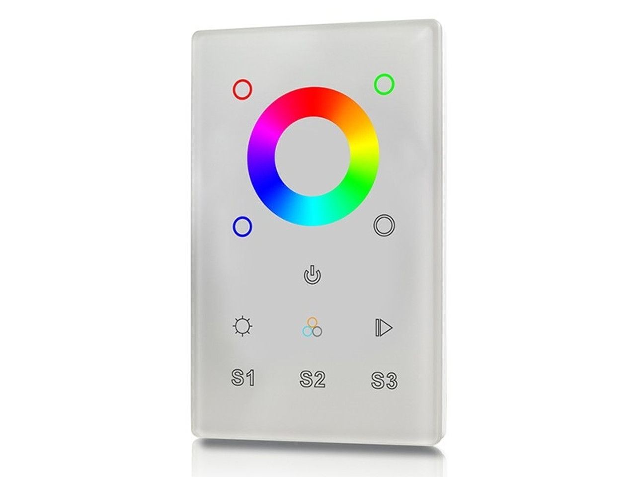 Glass Panel for adjusting Color (RGB) using RF. Use Color Changing ( strips adjust between different Colors.