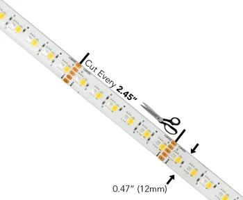 16ft 24VDC Pro Medium-Output Water-Resistant 24VCS3596 IP65 Color Changing and White Flexible LED Strip