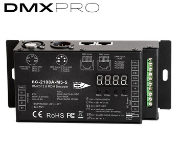 BG2108A-M5-5  Universal DMX RDM 5 channel decoder with RJ45 Connections