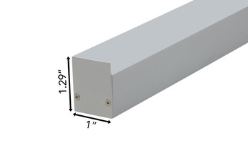 Crossed dimension for aluminum channel PR2, 1 inch width by 1.29 inch height with frosted lens and endcap Crossed dimension for aluminum channel PR2, 1 inch width by 1.29 inch height with frosted lens and endcap