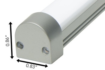 Aluminum channel F satin finish endcap dimensions 0.83 inches width by 0.86 inches height Aluminum channel F satin finish endcap dimensions 0.83 inches width by 0.86 inches height