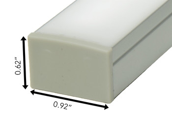 Crossed dimensions for aluminum channel O4, 0.92 inch width by 0.62 inch length in an ionized finish by GlowbackLED Crossed dimensions for aluminum channel O4, 0.92 inch width by 0.62 inch length in an ionized finish by GlowbackLED