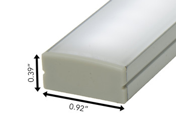 Side dimensions for aluminum channel O, 0.92 inch width by 0.39 inch height with a frosted lens Side dimensions for aluminum channel O, 0.92 inch width by 0.39 inch height with a frosted lens
