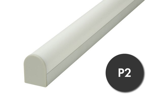 GlowbackLED aluminum profile P2 in aluminum satin finish with frosted lens and endcaps