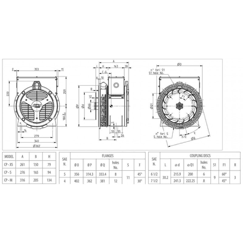 13 kw Linz Generator End for Phasor Marine Generators CPT18SC