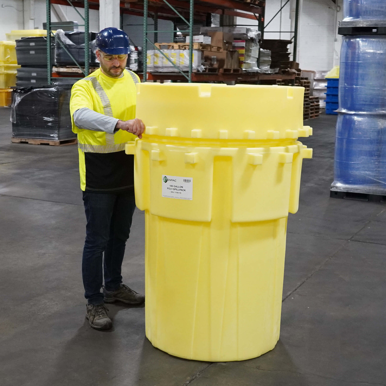 ENPAC 180-Gallon Poly-Overpack® Drum, Yellow | EnSafeCo
