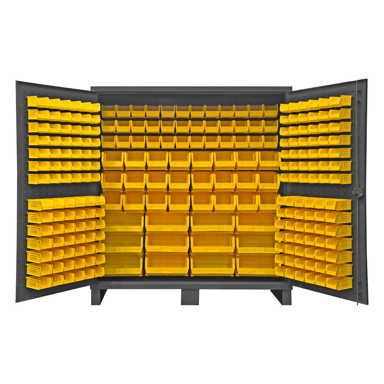 Bin Cabinet,Ind,12 ga,240Bins,Yellow Durham HDC72-240-95