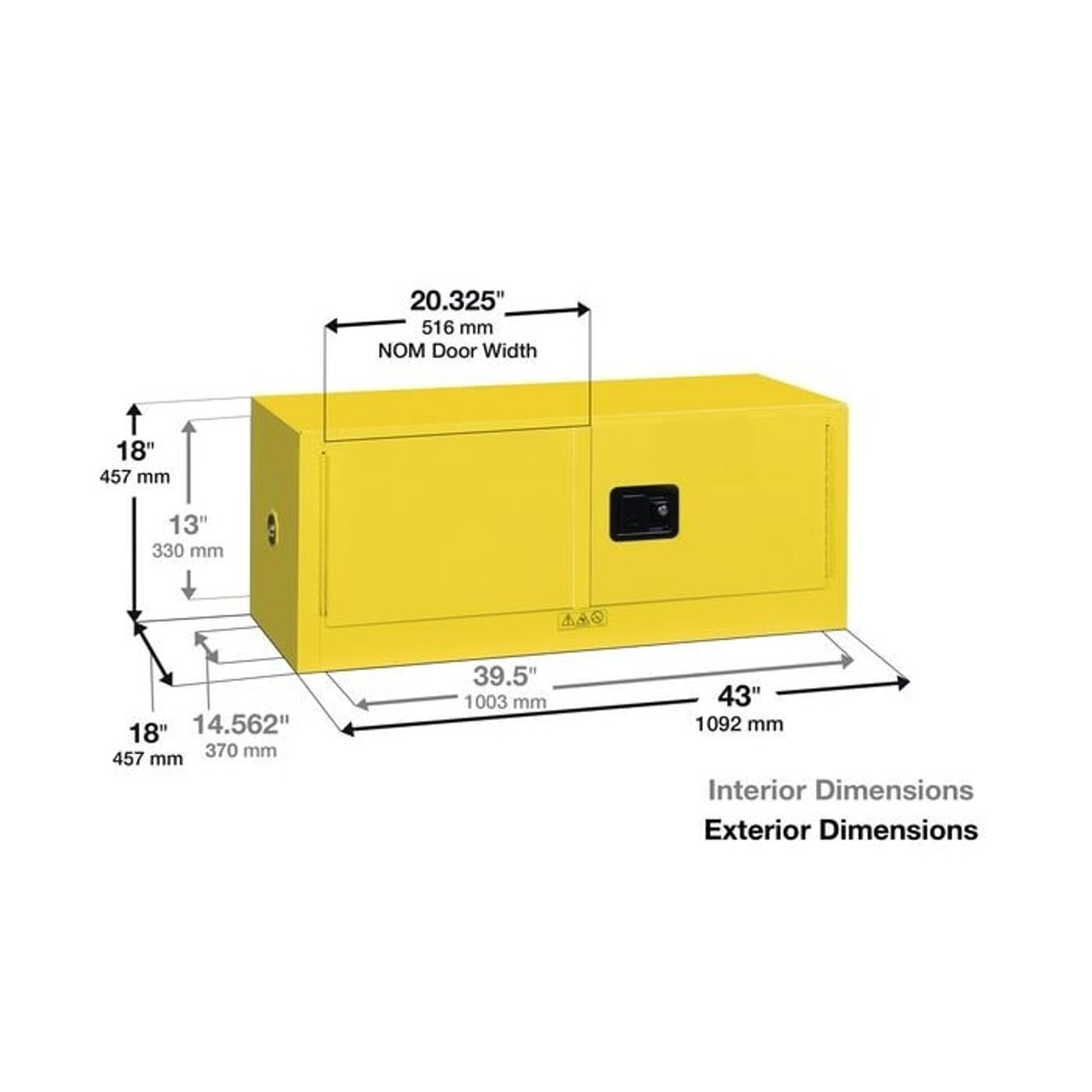 Stackable Flammable Storage Cabinet - Manual Doors, 12 Gallon